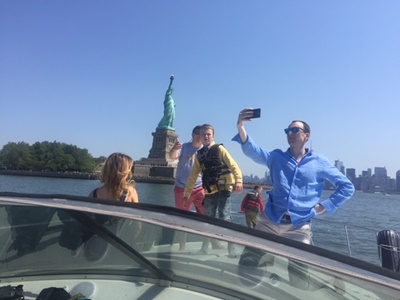 nyc yacht 17 people on bow